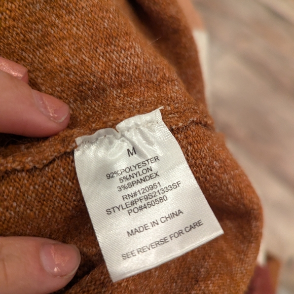 Pinque Women's‎ Fall Color Cream & Brown Crew Neck Pullover - Picture 4 of 4